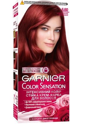 Устойчивый крем-краска для волос Garnier Color Sensation интенсивный цвет 6.60 Интенсивный рубиновый 110 мл (3600542404792) В00137961 фото