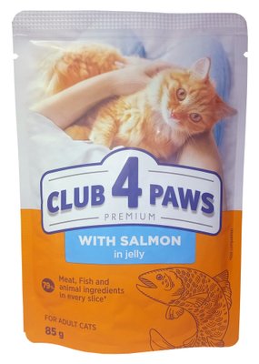 Влажный корм Club 4 Paws Premium для кошек Лосось в желе 85 г (4820215369015) 000075971 фото