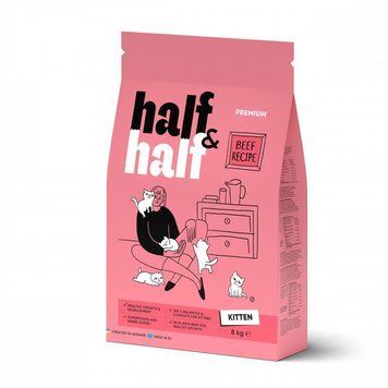 Корм сухий HalfHalf для кошенят з яловичиною 8 кг (4820261920796) S1111175724 фото