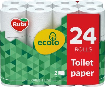 Папір туалетний Ecolo 2 шари білий 24 рулона (4820202895626) В00303764 фото