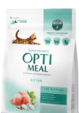 Сухой корм Optimeal для котят со вкусом курицы 200+100 г. (4820215362542) 000062408 фото