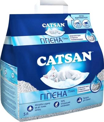Наповнювач для котячого туалету Catsan Hygiene plus Мінеральний вбирний 5 л (4008429008535) 000062786 фото