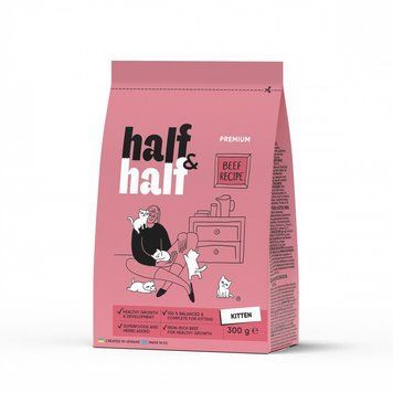 Корм сухий HalfHalf для кошенят з яловичиною 300 г (4820261920925) S1111175722 фото