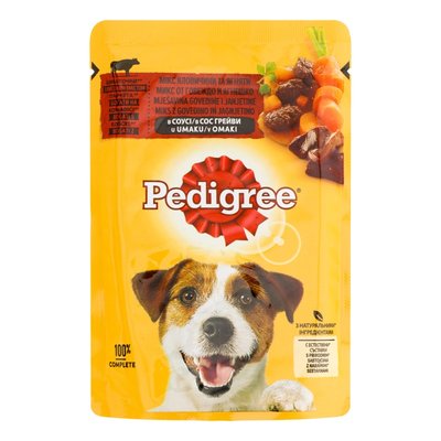Вологий корм Pedigree для дорослих собак Яловичина та Ягня в соусі 100г (5900951262531) 000076035 фото