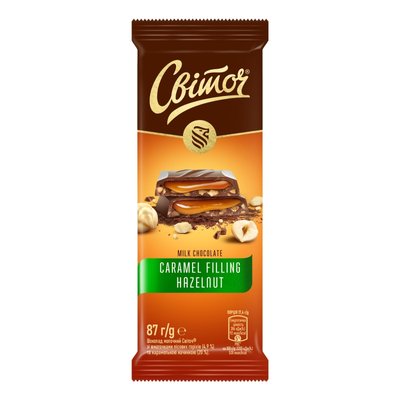 Шоколад Світоч Caramel Filling Hazelnut молочний 87 г (8593893782303) 000076157 фото