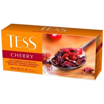 Чай TESS Cherry Травяной со вкусом вишни и корицы пакетированный 25 x 2 г (4823096802084) 000025220 фото