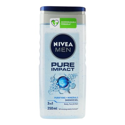 Гель для душу Nivea Men Заряд чистоти чоловічий з очисними мікрочастинками 250 мл (4005808765560) В00283751 фото