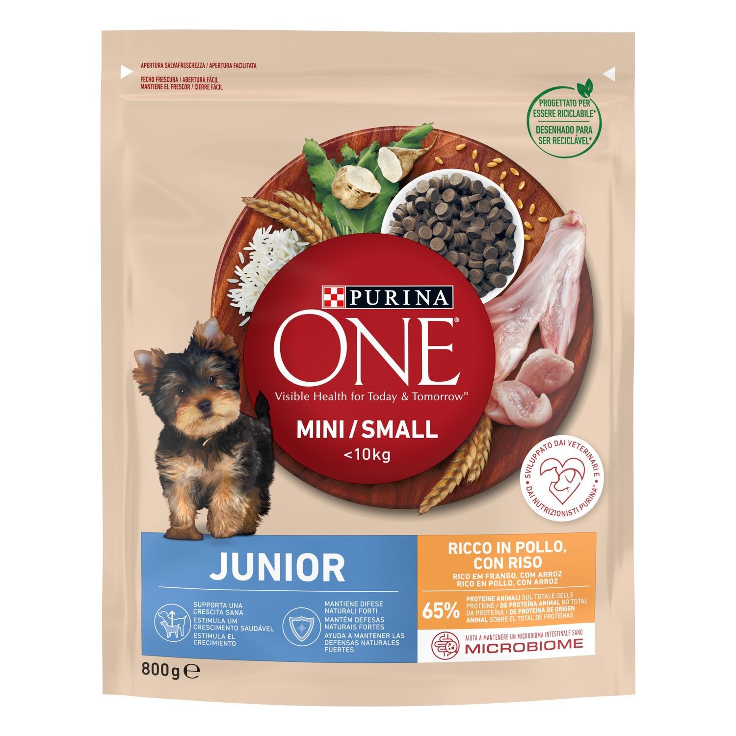 Сухой корм Purina One Mini/Small Junior для щенков мелких пород с курицей и рисом 800г.(7613035027022) 000076289 фото