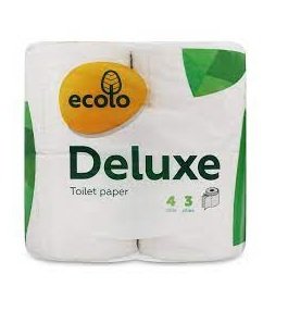 Туалетний папір Ecolo Deluxe 150 відривів 3 шари 4 рулони Білий (4820202890324) В00281981 фото