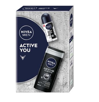 Набір для чоловіків NIVEA Men Active You 2024 Гель для душу Активне очищення 3 в 1 250 мл + Антиперспірант Чорне та Біле невидимий 50 мл. (4006000124803) В00320992 фото