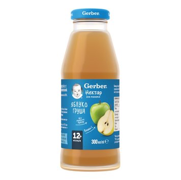 Нектар Gerber Яблуко-груша для дітей від 12-ти місяців 300 мл (8445291278370) В00316120 фото