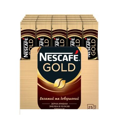 Кава Nescafe Gold розчинна в стіках 25 шт (8445290777461) 000076713 фото