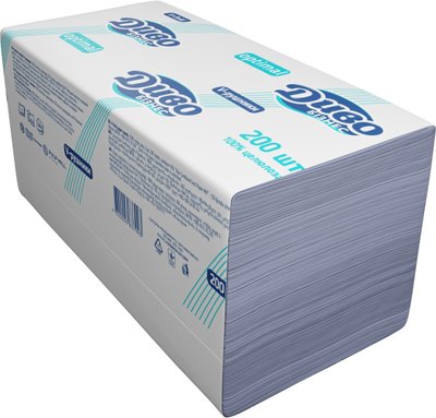 Упаковка паперових рушників Диво Optimal 2 шари V-складання Білих 200 шт (4820003837993) В00311549 фото