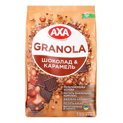 Гранола AXA хрустящий с шоколадом со вкусом карамели 330 г (4820237692603) 000078835 фото