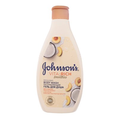 Гель для душа Johnson's Vita-Rich Релаксный с йогуртом, кокосом и экстрактом персика 250 мл.(3574661385198) В00193145 фото
