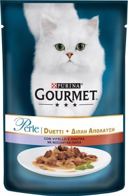 Вологий корм для котів Purina Gourmet Perle Duo з телятиною і качкою 85 г (7613033580024) 000073479 фото