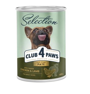 Влажный корм Club 4 Paws Selection для взрослых собак Паштет с курицей и ягненком 400 г (4820215368681) 000074619 фото