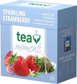 Чай зелений Tea Moments Sparkling Strawberry Limited Edition 1.7 г х 20 шт. (4823118602920) 000084302 фото