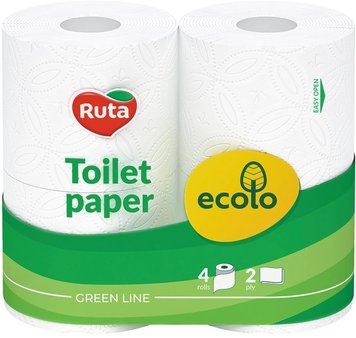 Папір туалетний Ecolo білий 4 рулона (4820023747135) В00282801 фото