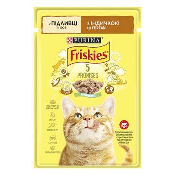 Влажный корм Purina Friskies для кошек с индейкой, кусочки в соусе 85 грамм (7613036965248) 000079716 фото