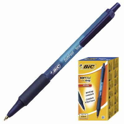Набір кулькових ручок BIC Soft Feel Clic Grip Синій 1 мм 12 шт. (70330914346) В00152083 фото