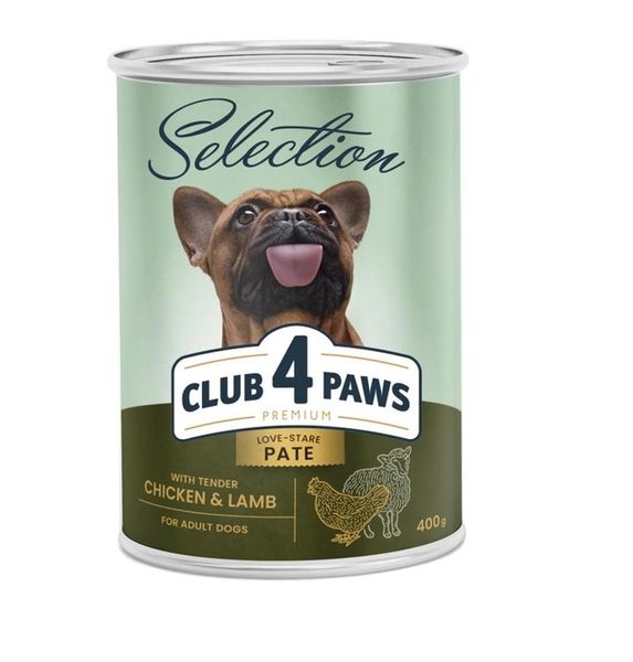 Вологий корм Club 4 Paws Selection для дорослих соба Паштет з куркою та ягням 400 г (4820215368681) 000074619 фото