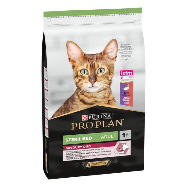 Сухой корм кошек после стерилизации Purina Pro Plan Sterilised Adult 1+ Savoury Duo с уткой и печенью 10 кг ( 7613036732727) 000076155 фото