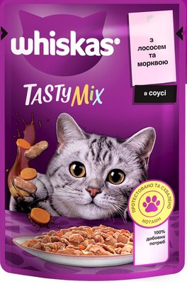 Вологий корм Whiskas Tasty Mix для котів з лососем та морквою 85гр (4770608262457) 000076245 фото