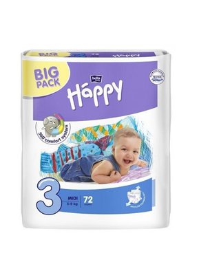 Підгузники дитячі HAPPY BELLA BABY midi 5-9 кг 72 шт 1 (5900516602864) В00312116 фото