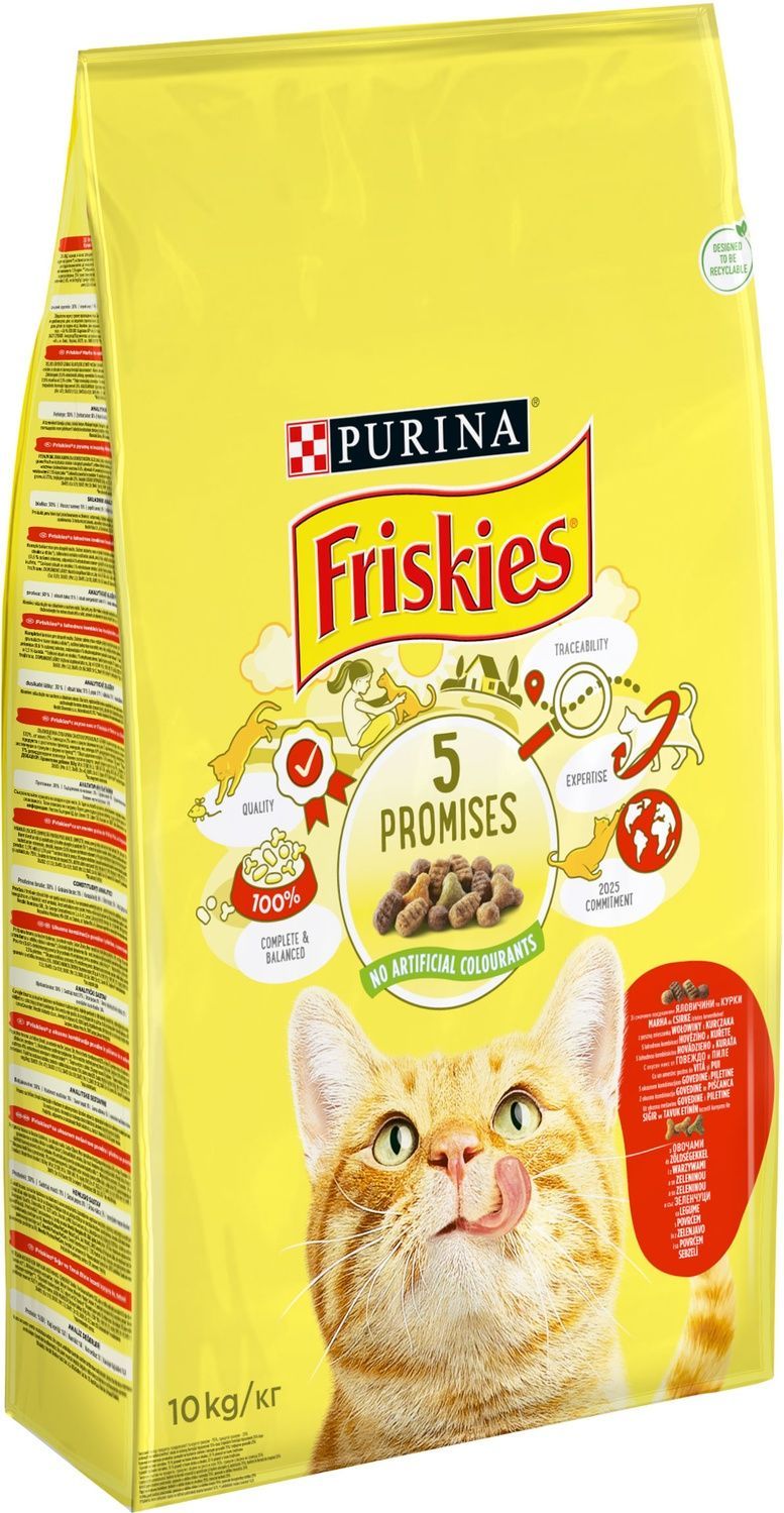 Сухий корм для дорослих котів Friskies з яловичиною, куркою та овочами 10 кг (5997204569004) 000086350 фото