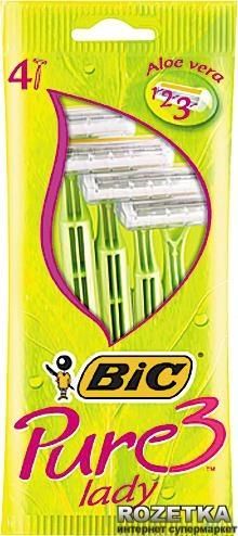 Набор бритв Bic Pure 3 Lady без сменных катриджей 4 шт (3086126726984) В00148659 фото