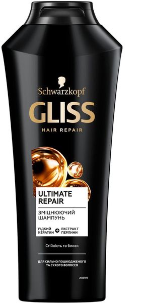 Шампунь Gliss Kur Ultimate Repair для поврежденных и сухих волос 400 мл (9000100663410) 18983     фото