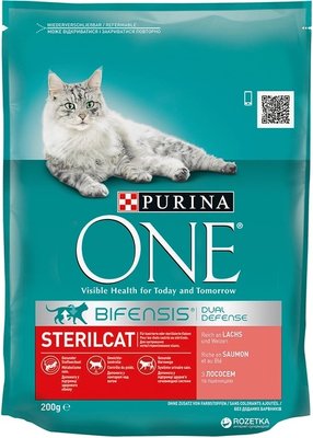 Сухий корм PURINA ONE Sterilcat для стерилізованих котів, з лососем та пшеницею 200 г (7613034765239) 000069110 фото