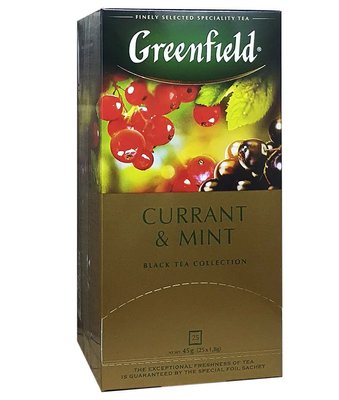 Чай Greenfield Currant & Mint Чорний з м'ятою і смородиною пакетований 25 х 1.8 г (4823096804958) 000026531 фото