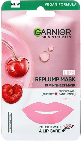 Тканевая маска Garnier Skin Naturals для увлажнения и восстановления сухой кожи губ 6 г (3600542413619) В00291375 фото