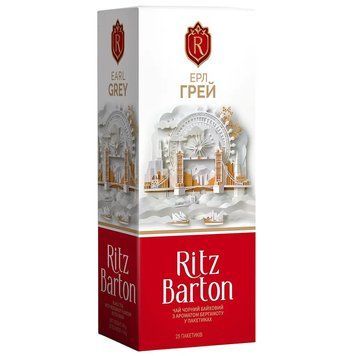 Чай Ritz Barton Earl Grey черный байховый в пакетиках 25 пак. х 1.5 г. (4820279614052) 000088469 фото