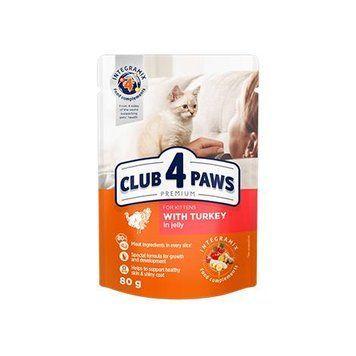 Влажный корм Club 4 Paws Premium для котят Индейка в желе 80г (4820215364263) 000064631 фото