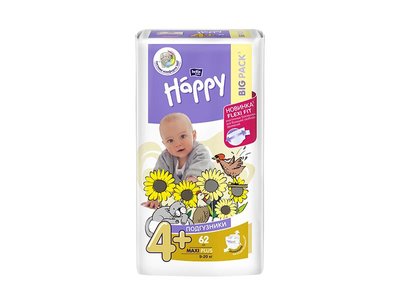 Подгузники детские Bella Baby Happy Maxi Plus 9-20 кг 62 шт (5900516601140) В00312117 фото