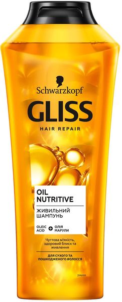 Шампунь Gliss Kur Oil Nutritive для сухого та пошкодженого волосся 400 мл (9000100549837) 17324     фото