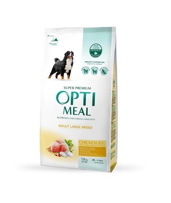 Сухий корм Optimeal для дорослих собак великих порід зі смаком курки 1.5 кг (4820083905360) 000020783 фото
