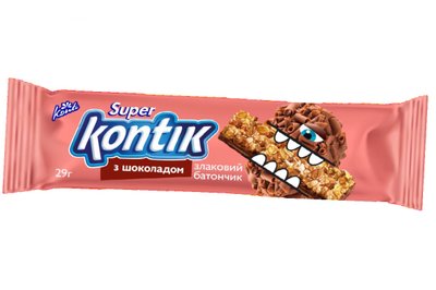 Конті Батончик Super Kontik злаковий з шоколадом 29 г (4823088610048) 000078144 фото