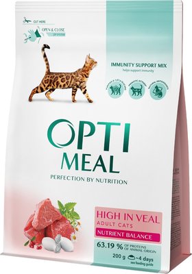Сухой корм Optimeal для кошек со вкусом телятины 200г.(4820215360173) 000029869 фото