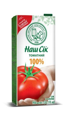 Сок Наш Сік Томатный 100% с солью 0.95 л (4820003689141) 000010051 фото