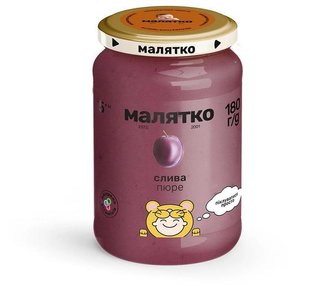 Дитяче пюре Малятко Слива з цукром 180 г (4820123510820) В00148185 фото