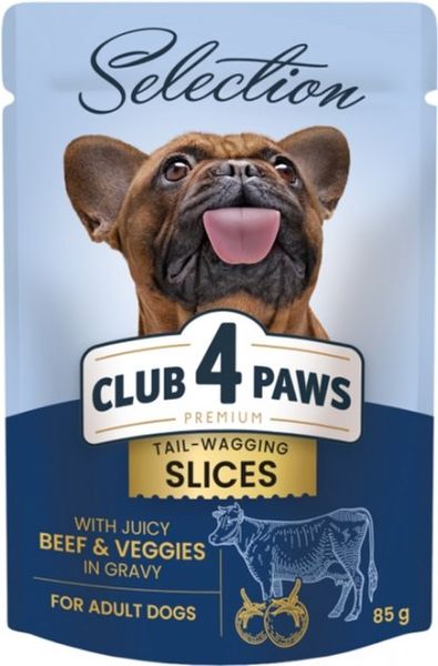 Вологий корм Club 4 Paws Selection Premium для собак малих порід з яловичиною та овочами в соусі 85 г (4820215368063) 000074400 фото