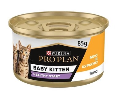 Вологий корм PRO PLAN Baby Kitten для кошенят у перший прикорм, мус з куркою 85 г (7613036693462) 000078352 фото