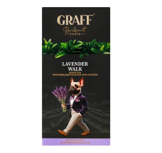 Чай Graff Lavender walk чорний байховий з ароматом бергамоту та лавандою 20 пак (4820279610658) 000079513 фото