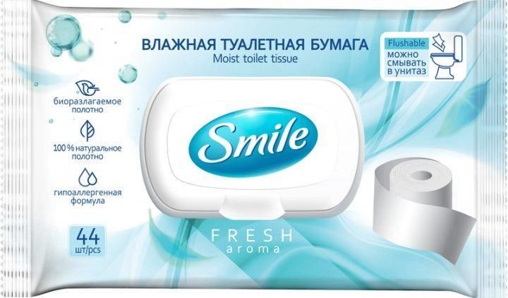 Вологий туалетний папір для дорослих Smile Fresh з клапаном 44 шт. (4823071636895) В00146425 фото