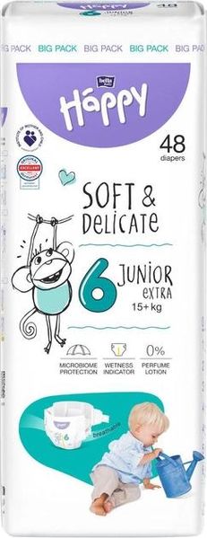 Підгузки дитячі одноразові Bella Happy Baby Junior Extra 15+ 48 шт (5900516605551) В00308456 фото