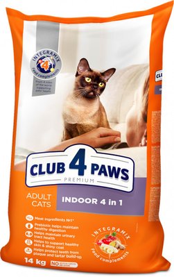 Сухой корм Club 4 Paws Premium для кошек живущих в помещении 4 в 1 14 кг (4820083909436) 000027416 фото